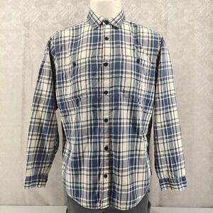 Patagonia Shirt‎ Mens Large Organic Pima Cotton Blue Plaid Long Sleeve 53838
